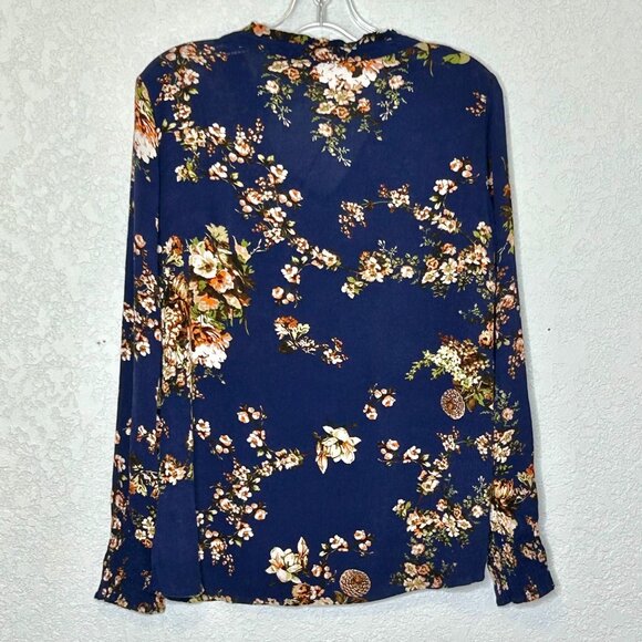 Staccato Blue Floral Long Sleeve Size Small Blouse - Picture 5 of 12